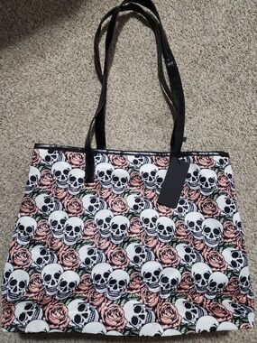 Rose And Skull Tote Bag
